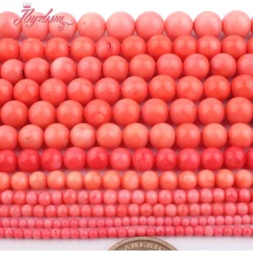 2,3,4,6,7,8,10mm Smooth Round Beads Pink Coral Natural Stone Beads For DIY Necklace Bracelets Jewelry Making 15" Free Shipping