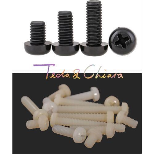 20Pcs M2 x 6mm New L 6 Black White Nylon Phillips Pan Head Cross Recessed Pan Head Machine Screw Series Plastic