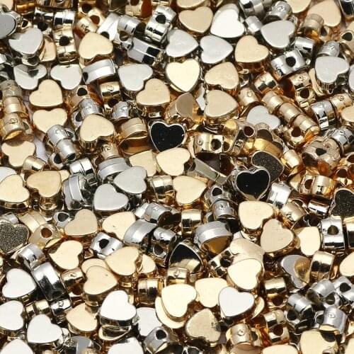 200pcs 5mm Gold Silver Color CCB Beads Heart Shape Loose Spacer Beads For Jewelry Making Diy Charms Bracelet Accessories