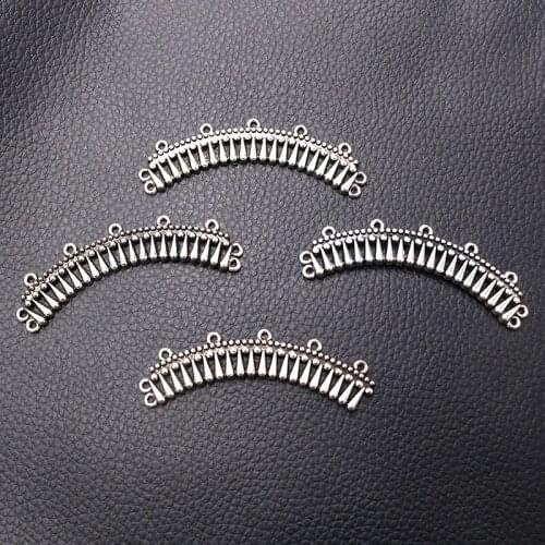5pcs/lot Silver Plated Meniscus Multi-hole Connector Charm Metal Pendant DIY Earrings Bracelets Jewelry Handicraft Making