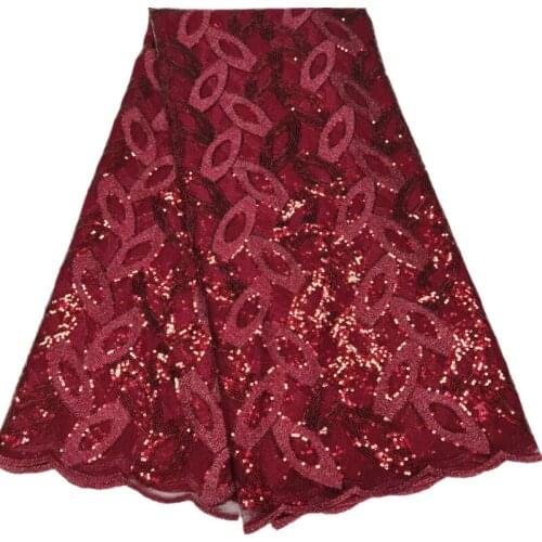 African Lace Fabric 2021 Embroidered Nigerian Laces Fabric with sequins High Quality French Tulle Lace Fabric For Women QX-120