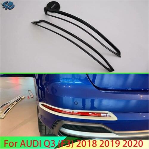 For AUDI Q3 (F3) 2018 2019 2020 Carbon Fiber Style Rear Reflector Fog Light Lamp Cover Trim Bezel Frame Styling Garnish