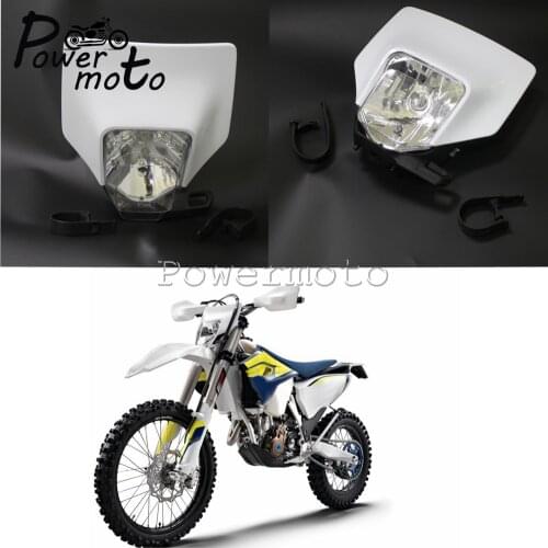White Motocross Supermoto Headlight MX Enduro Dirt Bike Head Lamp For FE TX TE 125 150 250 300 350 450 501 2017-2019