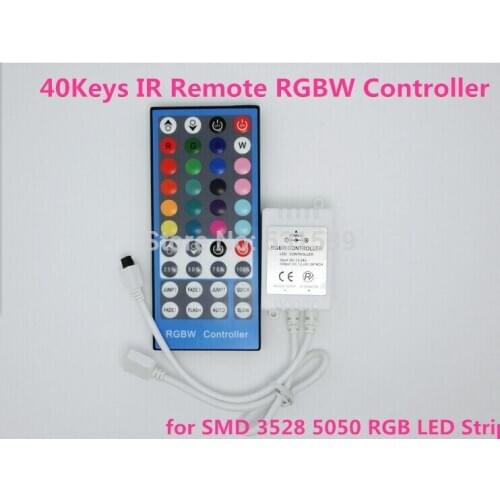 DHL 50pcs DC12V 40Keys IR Remote RGBW Controller for SMD 3528 5050 RGB LED Strip Lights