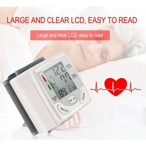 Pressure Meter Wrist Gauges Auto LCD Digital Upper Arm Blood BP Home Heart Beat Pulse Monitor with Cuff Health Care Instrument