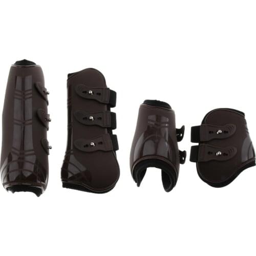 Set of 4 Horse Pony Tendon and Fetlock Boots, Equine Front Rear Legs Jumping Protective Boot - Lightweight and Breathable