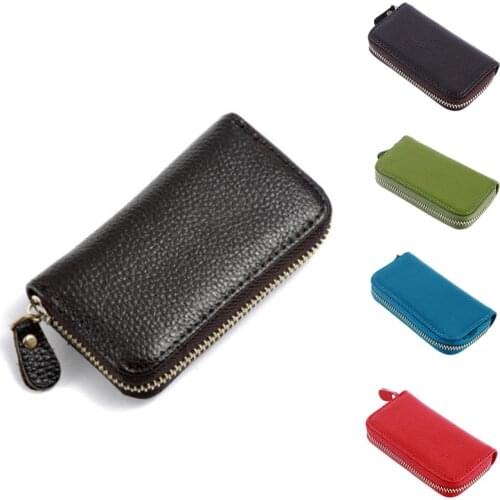 Fashion New Women Mens Cowhide Leather Zipper Purse Bag Car Key Wallets Card Holder Fashion Multifunction Housekeeper Holders