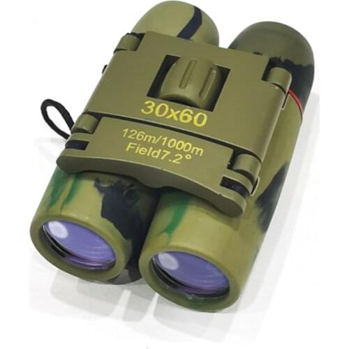 Mini Camouflage Double Binoculars Day And Night Vision 30 X 60 ZOOM Compact Foldable Pocket Telescope For Hiking Hunting