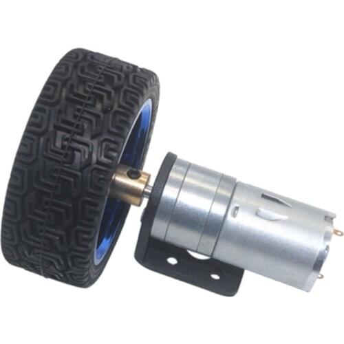 Reduction Motor Set, DC 6V 12V 25GA 370 Gear Motor with Mounting Bracket and 65mm Wheel for Smart Car Robot DIY