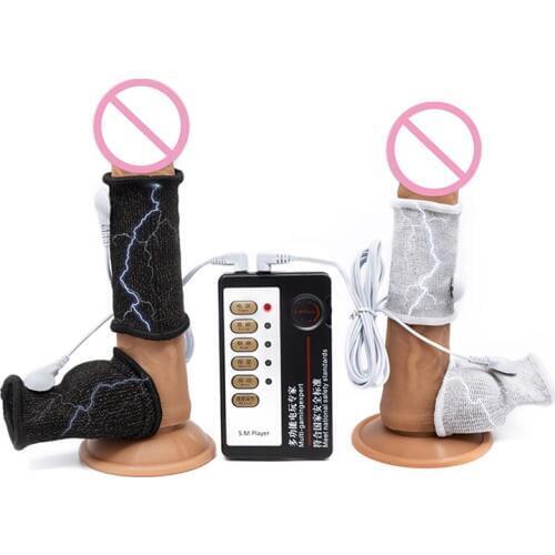 Teaser Electric Shock Penis Sleeve E-stim Cock Rings For Male Enlargement Electro Massager Sex Chastity Cage Sex Toys For Men