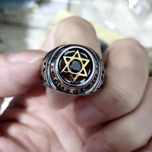 New 2020 Party Rings Fashion Jewelry Rings Stainless Steel Punk Silver Rings Male Best Gift for Men Hexagon star Stone Rings