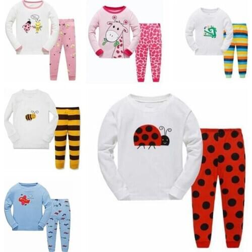 New Boys Girls Casual Cotton Home Sleepwear Clothing Sets Childrens Long Sleeved Cartoon Pajamas Suit Kids Pyjamas Nightwear
