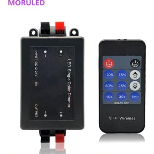 Single Color LED Dimmer 8A 11Key RF Remote Control Wireless LED Controller 12V 24V DC For SMD 5050 3528 LED Strip Light Rope