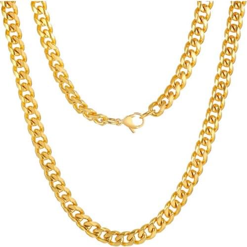 2021 Stainless Steel Twisted Chain Fashiopn And Hip Hop Rock Style Necklace Gold 7mm Thick Chain Metal Accessories For Men