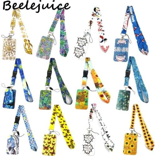 Neck Strap Lanyard Credit Card ID Holder Bag Student Women Travel Card Cover Badge Car Keychain Decorations Kids Student Gifts