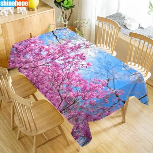 Cherry Blossom Table Cloth Oxford Print Waterproof Oilproof Home Rectangular Party Table Cover 100X140cm/140X250cm