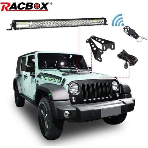 RACBOX 20inch 120W LED Work Light Bar Combo Beam + light bar mount + Remote Control Switch For JEEP Wrangler JK 2007-2015