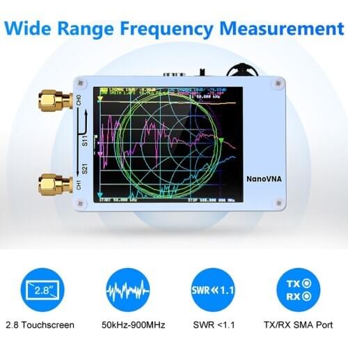 Vector Network Analyzer Touching Screen 50KHz-900MHz Digital Display Shortwave MF HF VHF UHF Antenna Analyzer Standing Wave