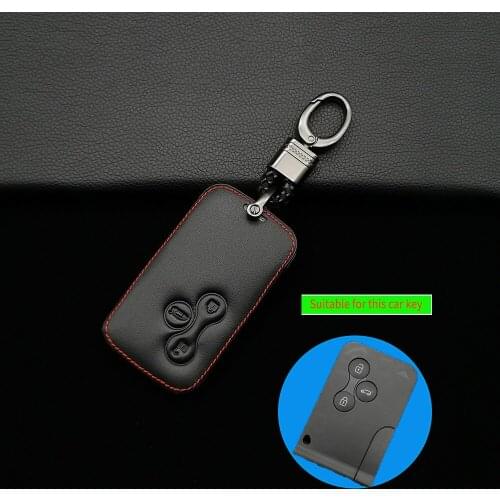 High Quality Leather Key Case Smart Remote Control For Renault Clio Logan Megane 2 3 Koleos Scenery Card Car Cover Accessories