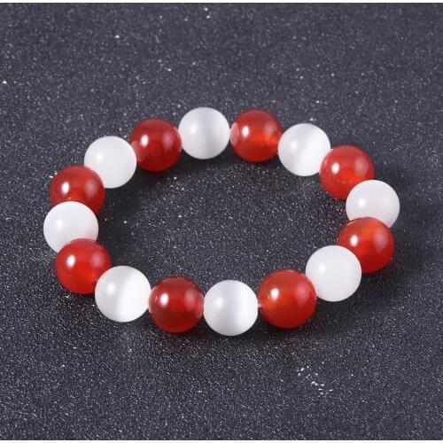 Japan Anime Fruits Basket Souma Kyo Agate White & Red Round Beads Bracelet Cosplay Accessories Jewelry Boy Girl Gift