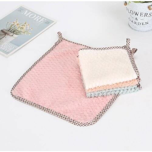 1/4/8PCS 23x23cm Hanging Superfine Fiber Towels Double-Sided Coral Velvet Dish Towels Car Wash Towel Kitchen Cleaning Cloths