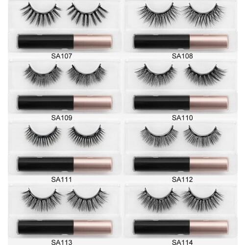 1Pair Magnetic Eyelashes 3D Faux Mink False Eyelashes Magnetic Eyeliner Set Waterproof Long-Lasting Eyelash Makeup Extension