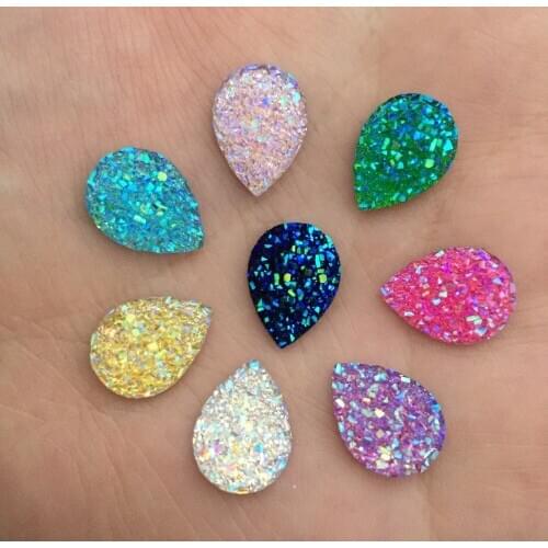 200pcs AB Resin 10*14mm Bling Ore Teardrop Gem Flatback Rhinestone Scrapbook Ornaments DIY Wedding Appliques Craft SD55*5
