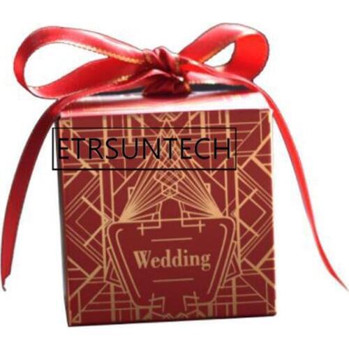 200pcs Retro Style Elegant Square Candy Box Gift Packaging Boxes for Guests Friends Wedding Favor and Gift