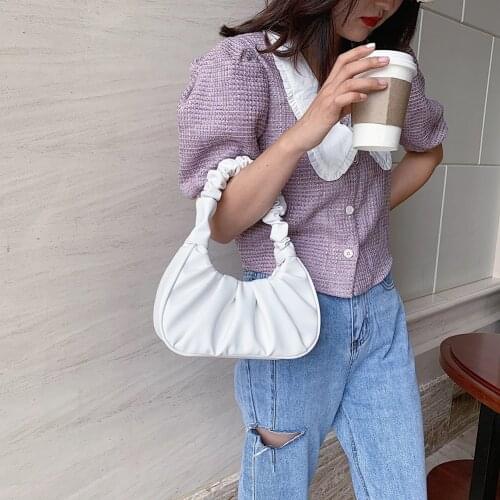 2021 NEW Women Shoulder Bags New Korean Handbag Pu Leather Fold Coulds Underarm Bag Chic Dumplings Package Crossbody Bags