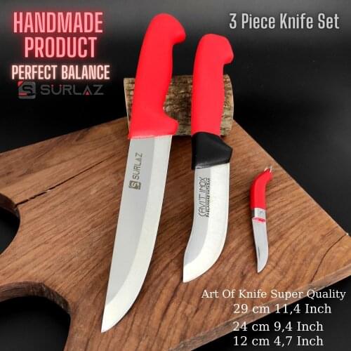 SurLaz 3 Piece Kitchen Knife Set Meat Knife Salad Knife Paring Knife Vegetable Knife