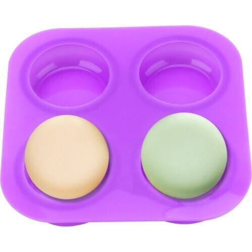 4 Cavity Reusable Cake Decorating Tools DIY Handmade Craft Soap Molds Tray Round Circles Soap Molds Silicone