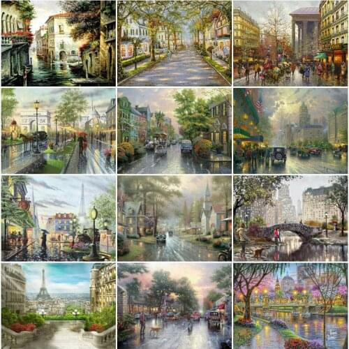 5D Scenery Diamond Painting Street Full Square/Round Diamond Embroidery City Landscape Rhinestone Mosaic New Arrival Home Decor