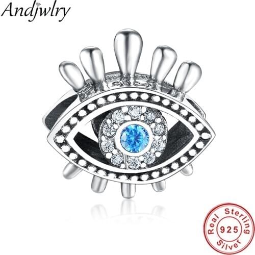 Fit Original Pandora Charms Bracelet 925 Sterling Silver Evil Eyes Charm Blue Clear CZ Beads 925 Silver Jewelry Berloque