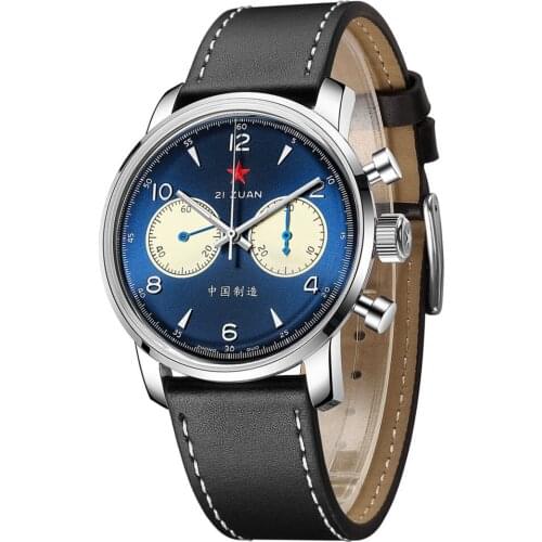 SEAKOSS Chronograph Men 42mm Seagull 1963 Watch ST1901 Movement Manual Winding Mechanical Watches Mechanische Uhren Leather Belt