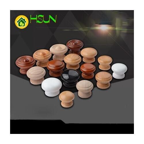 Wooden Cabinet Door Handle Drawer Circle Handle Wood Foramina Singulare Knob Mushroom Circle Handle Solid Wood Furniture Pull