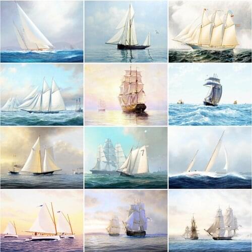 Evershine 5D DIY Diamond Embroidery Ship Cross Stitch Full Square Round Diamond Painting Kit Landscape Home Decoration