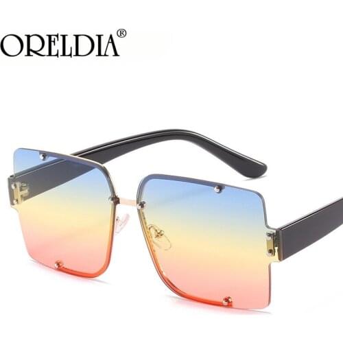 European And American Retro Big Frame Sunglasses Ladies Metal Personality Rivet Sunglasses Gradient Color Ocean Lens Glasses