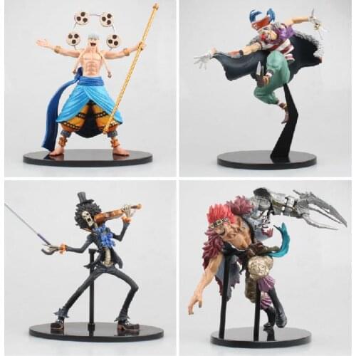 Anime One Piece Group Vertical Enel Brook Eustass Kid Buggy Manga Statue Figurines PVC Action Figure Collectible Model Toys