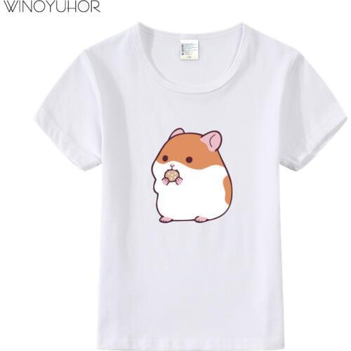 Cartoon Hamster Children Kids Boys T Shirt Summer Cotton Baby Girls Toddler Short Sleeve Shirts Costume Print Clothing