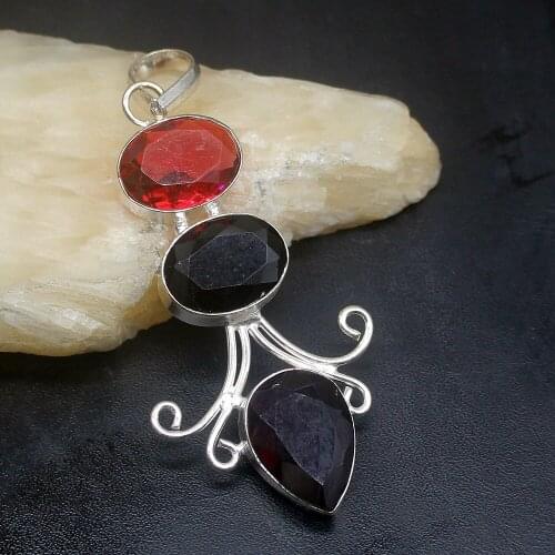 Gemstonefactory Jewelry Big Promotion 925 Silver Gushing Charm Blood Red Garnet Women Ladies Gifts Necklace Pendant 1085