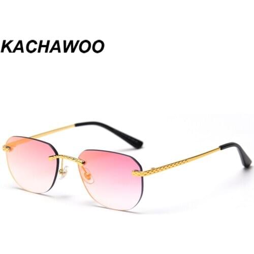 Kachawoo square sunglasses rimless blue green red mirror sun glasses fashion female male unisex Spring alloy high quality uv400