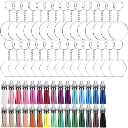 Creative DIY Handicraft Souvenirs Transparent Round Acrylic Key Angel Wings Keychain Pendant