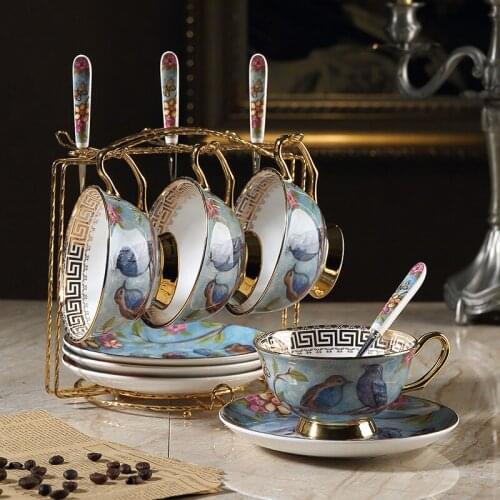 Creative vintage Coffee cups set Saucer spoon Phnom Penh Bone China British porcelain tea cup set Teatime Afternoon Tea party
