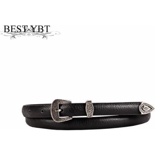Best YBT Women Belt Imitation Leather Alloy Pin Buckle With Pointed Belt Vintage High Quality Thin Individual Fashion Women Belt