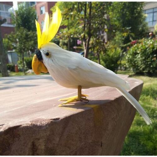 About 16cm small bird white feathers parrot,Handmade model,foam&feathers parrot bird prop,garden decoration toy w0768