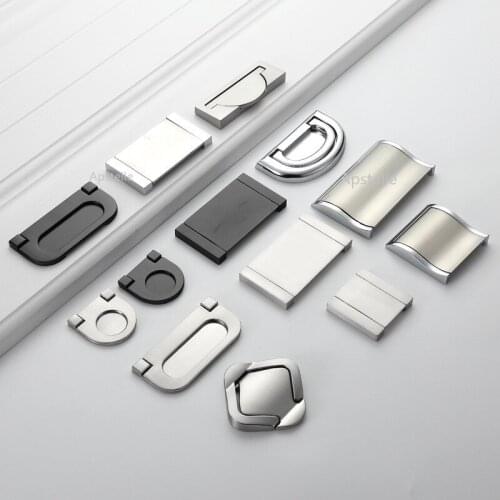 Dresser Furniture Handles Kitchen Cupboard Hardwares Silver Black Gold Zinc Alloy Hidden Cabinet Drawer Knobs Modern
