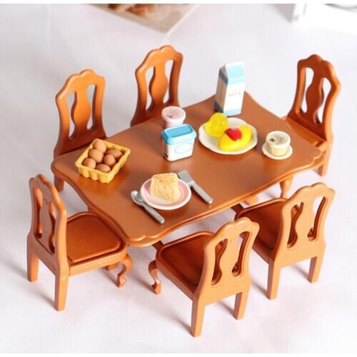 Dollhouse Mini Cute Plastic Furniture Model Miniature Table Chair Set Home Decor