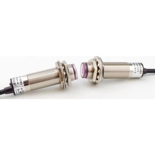 A Set M18 Brass Case 6-36V NPN Normally Open Adjustable 10-1000CM E3F-5DN1 Optoelectric Switch Infrared Proximity Sensor IP65