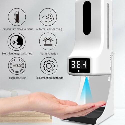 2020 1000ml Wall-mounted thermometer with Soap Dispenser,with alarm, suitable for use in offices,home schools and communities