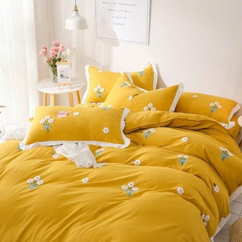 Candy COlor Lace Bedding Set 3pcs/4pcs Bed Linens Girl Cute Kawaii Bed Sheets and Pillowcases Set for 1.2-2M